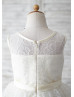 Ivory Organza Lace Flower Girl Dress With Flower Sash